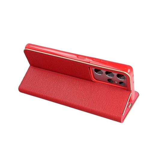 Samsung A02s Forcell Luna Book Carbon Red Кейс
