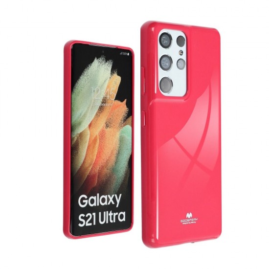 Samsung S22 Mercury Pearl Jelly Glitter Design Hot Pink Кейс