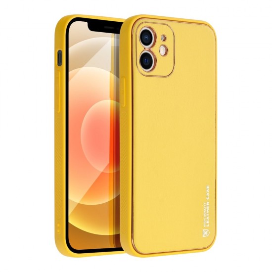 Apple iPhone 12 Forcell Leather Yellow Кейс