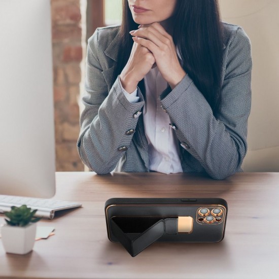 Apple iPhone 13 Forcell Leather Kickstand Black Кейс