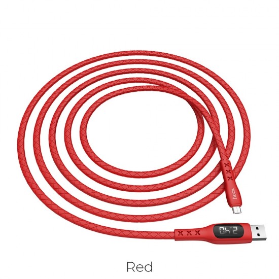 Hoco S6 Sentinel Charging Data Timing Displey Micro Red Кабел