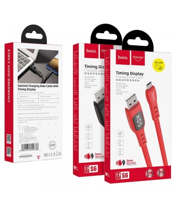 Hoco S6 Sentinel Charging Data Timing Displey Micro Red Кабел