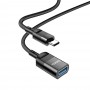Hoco U107 Type-C M to USB F Black Кабел