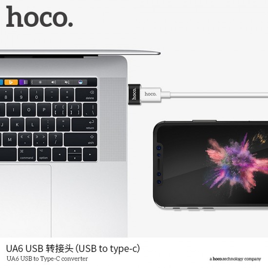 Hoco UA6 USB To Type-C Converter Black Адаптер