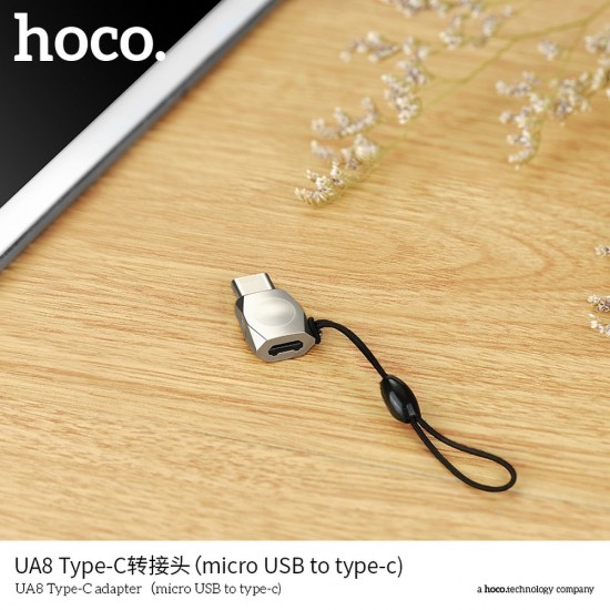 Hoco UA8 Micro USB To Type-C Pearl Nickel Адаптер