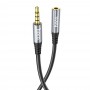 Hoco UPA20 3.5 Audio Extension Male To Female 2m. Metal Grey Кабел