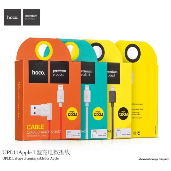 Hoco UPL11 L Shape Lightning Charging Black Кабел