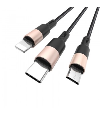Hoco X26 Xpress One Pull Three Charging Black&Gold Кабел