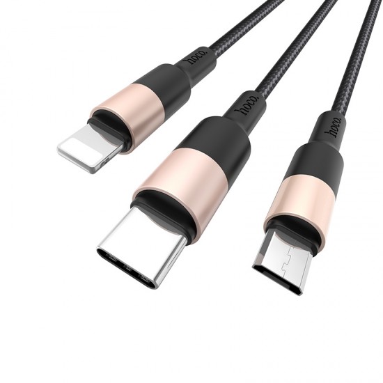 Hoco X26 Xpress One Pull Three Charging Black&Gold Кабел