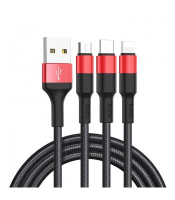 Hoco X26 Xpress One Pull Three Charging Black&Red Кабел