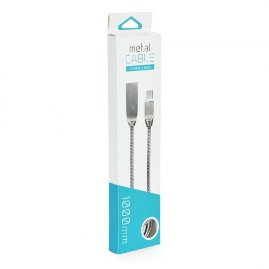 Partner Telecom USB AM to Type-C M Metal Snake 2,4A C813 1m. Кабел