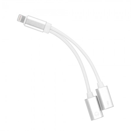 Skyfone S1-070925 Adapter HF/Audio+Charging For iPhone 8-pin Silver Адаптер