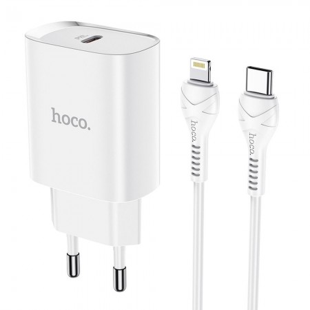 Hoco N14 Smart Charging Single Port PD20W Set White Зарядно