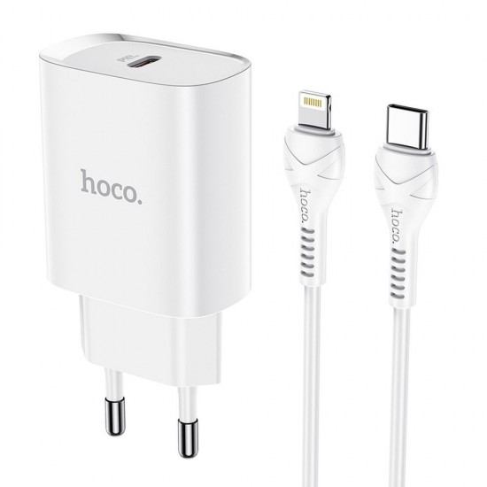 Hoco N14 Smart Charging Single Port PD20W Set White Зарядно