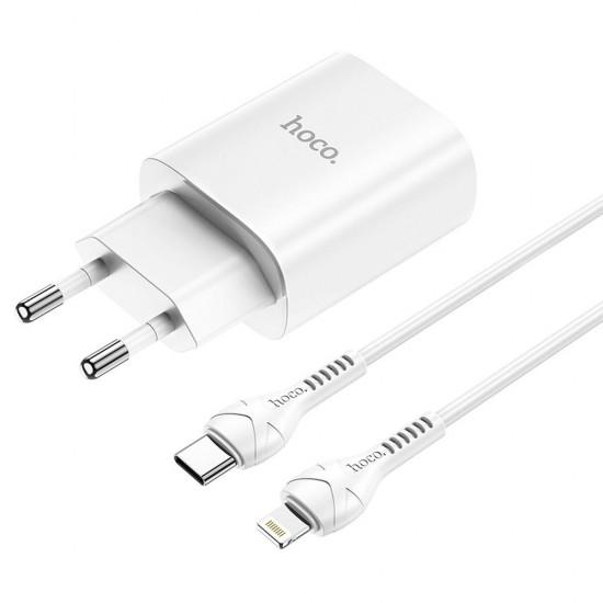 Hoco N14 Smart Charging Single Port PD20W Set White Зарядно