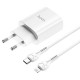 Hoco N14 Smart Charging Single Port PD20W Set White Зарядно