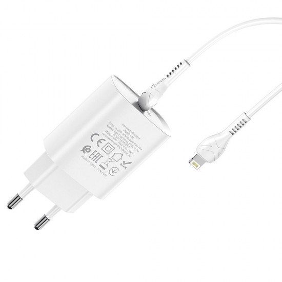 Hoco N14 Smart Charging Single Port PD20W Set White Зарядно