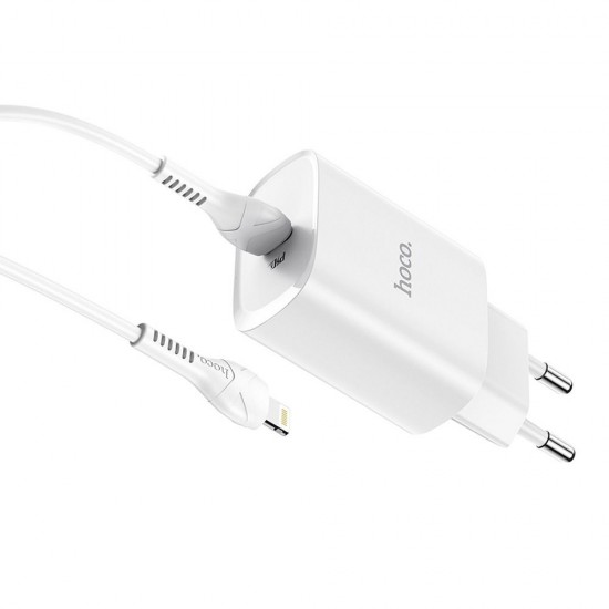 Hoco N14 Smart Charging Single Port PD20W Set White Зарядно