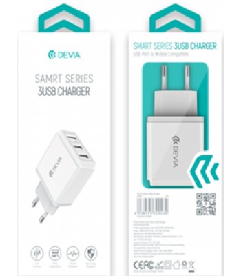 Devia 320460 DV0369 Smart Series 3USB White Зарядно