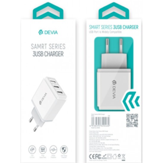 Devia 320460 DV0369 Smart Series 3USB White Зарядно