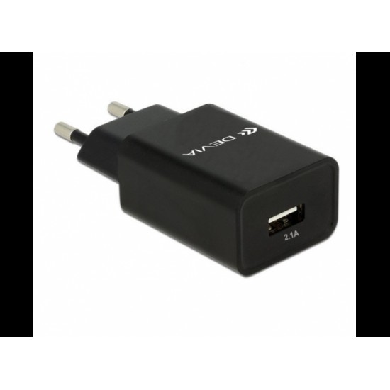 Devia 300196 DV0088 Smart Charger (EU, 10.5W) For Android & iOS Black Зарядно