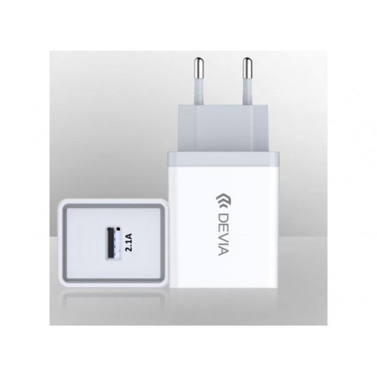 Devia 300189 DV0089 Smart Charger (EU, 10.5W) For Android & iOS White Зарядно