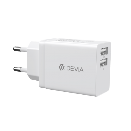 Devia 329593 DV00238 Smart Series 2USB EU 2,4A White Зарядно