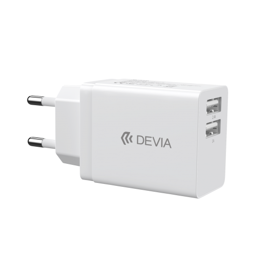 Devia 329593 DV00238 Smart Series 2USB EU 2,4A White Зарядно