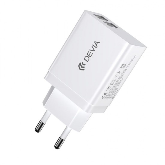 Devia 329593 DV00238 Smart Series 2USB EU 2,4A White Зарядно