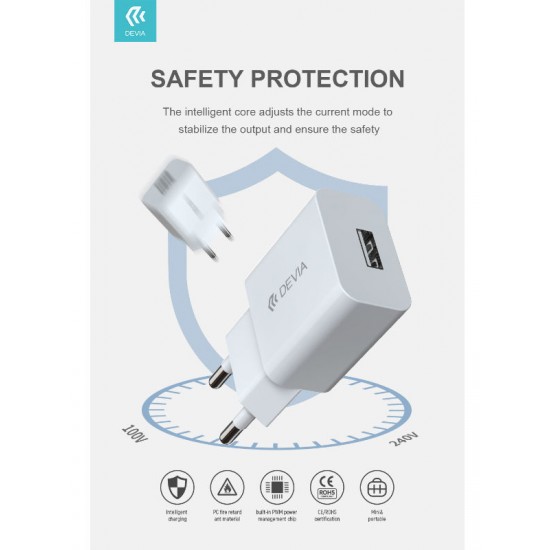 Devia Smart Series Charger Set 5V, 2.1A White dv0104 Зарядно