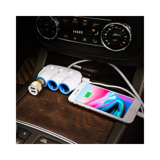 Hoco C1 Three In One Car Charger White Зарядно