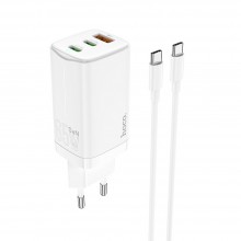 Hoco N16 Scenery 65W Three-Port (2C1A) Set Type-C White Зарядно Hoco N16 Scenery 65W Three-Port (2C1A) Set Type-C White Зарядно