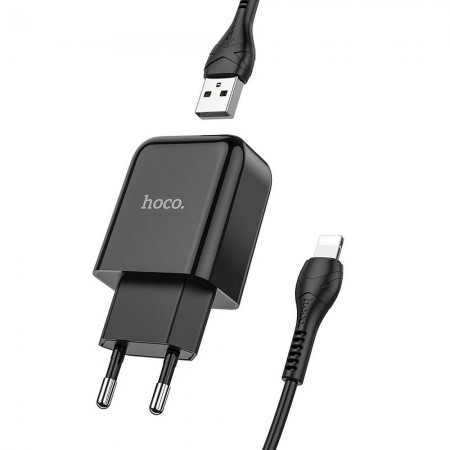 Hoco N2 Vigour Single Port Lightning Black Зарядно