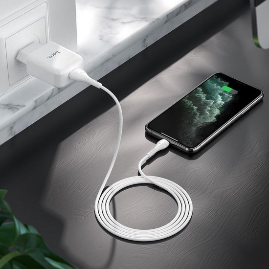 Hoco N2 Vigour Single Port Lightning White Зарядно