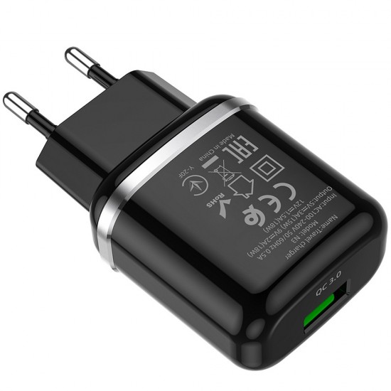Hoco N3 Special Single Port QC3.0 Black Зарядно