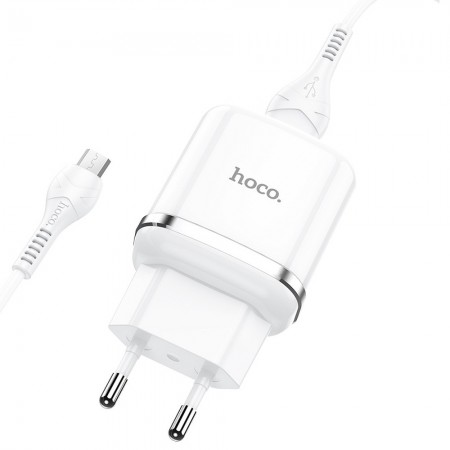 Hoco N3 Special Single Port QC3.0 Set Micro USB White Зарядно