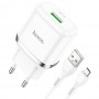 Hoco N3 Special Single Port QC3.0 Set Micro USB White Зарядно Hoco N3 Special Single Port QC3.0 Set Micro USB White Зарядно