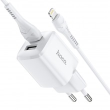 Hoco N8 Briar Dual Port Set Lightning White Зарядно Hoco N8 Briar Dual Port Set Lightning White Зарядно