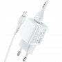 Hoco N8 Briar Dual Port Set Lightning White Зарядно Hoco N8 Briar Dual Port Set Lightning White Зарядно