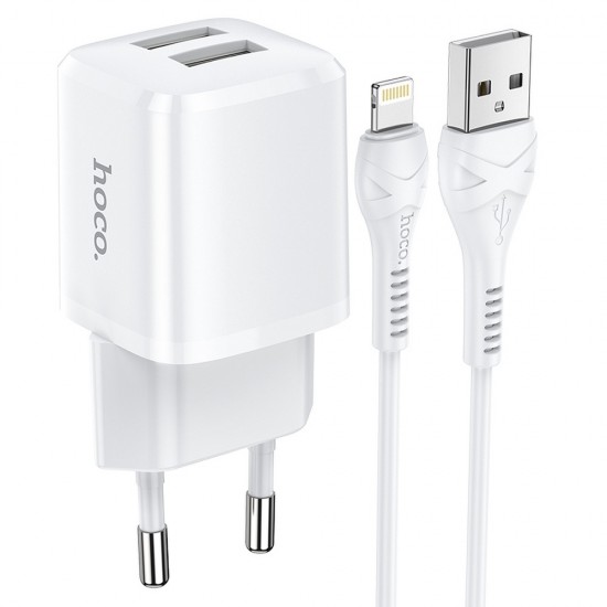 Hoco N8 Briar Dual Port Set Lightning White Зарядно