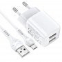 Hoco N8 Briar Dual Port Set Micro USB White Зарядно Hoco N8 Briar Dual Port Set Micro USB White Зарядно