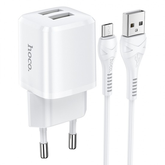 Hoco N8 Briar Dual Port Set Micro USB White Зарядно
