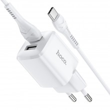 Hoco N8 Briar Dual Port Set Type-C White Зарядно Hoco N8 Briar Dual Port Set Type-C White Зарядно