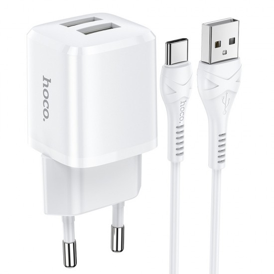 Hoco N8 Briar Dual Port Set Type-C White Зарядно
