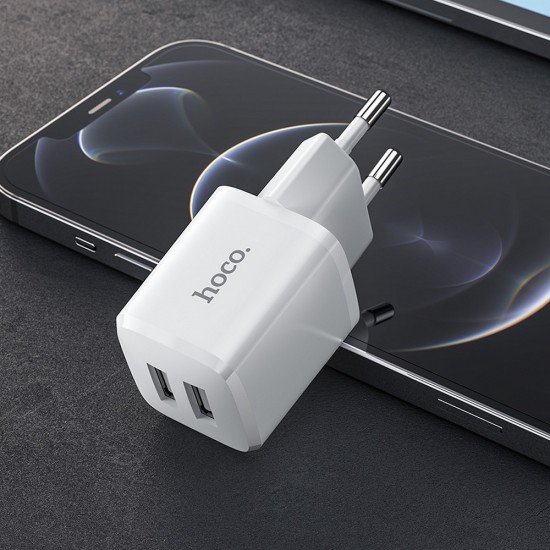 Hoco N8 Briar Dual Port White Зарядно