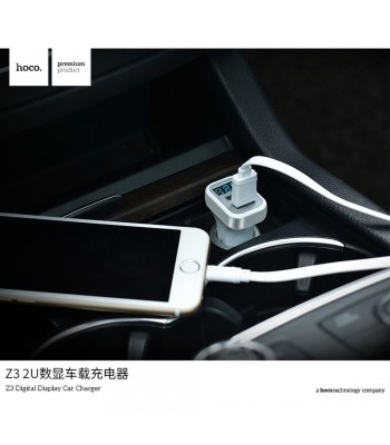 Hoco Z3 2USB LCD Car White Зарядно