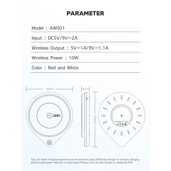 Ldnio AW001 Fast Wireless Зарядно